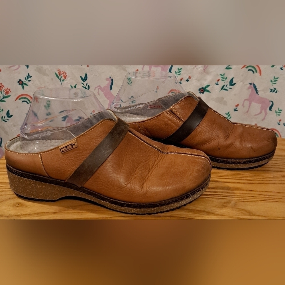 Pikolinos Granada Tan Leather Boho Neutral Casual Boho Mule Clog Shoe SZ 8.5 - Picture 3 of 9